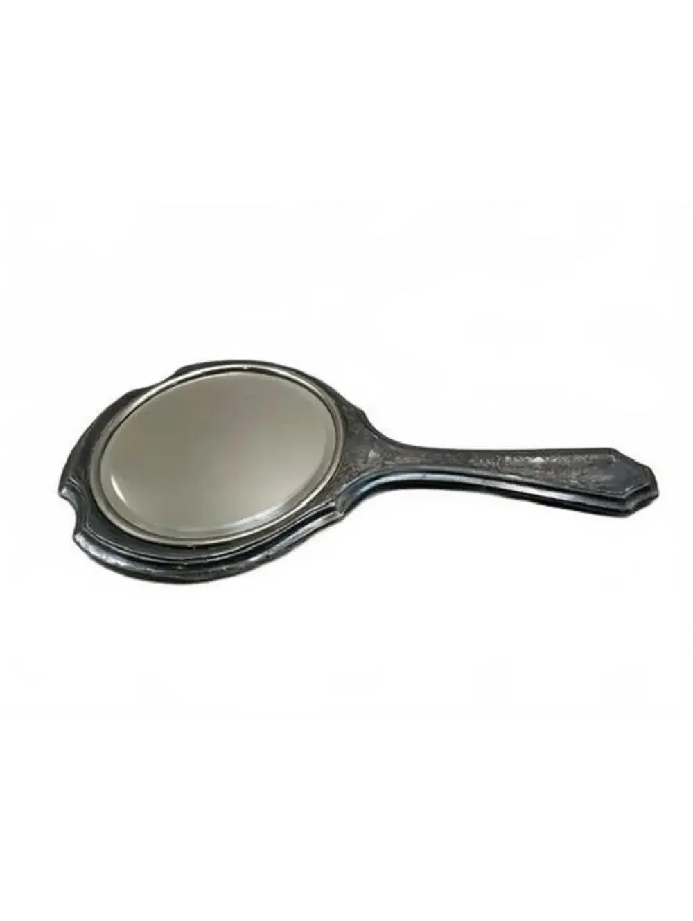Antique Silver Plated Hand Mirror Ornate Floral Repousse Vanity Decor